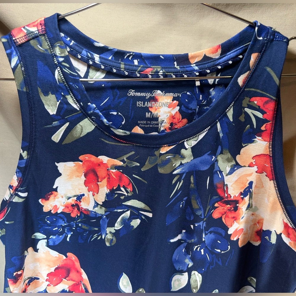 Tommy Bahama Floral Tank Top - Navy and Coral - Picture 3 of 9